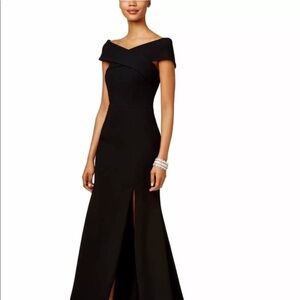 Off Shoulder Cross Shoulder Split Gown